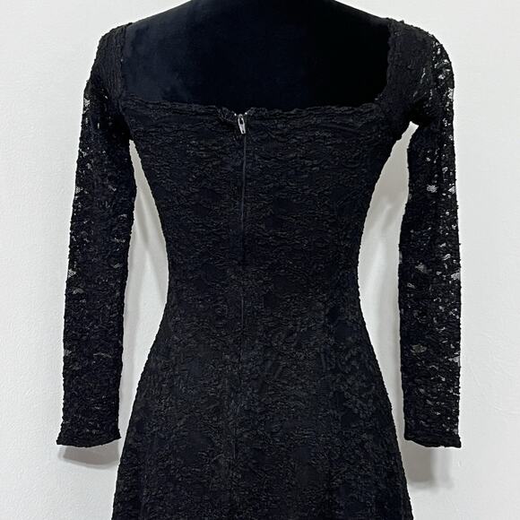 90s Laundry by Shelli Segal Black Lace Short Gothic Whimsigoth Sz 4 Dress Small - Picture 7 of 14